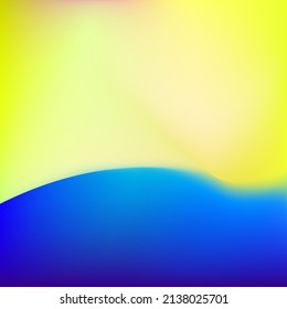 Vector gradient background in blue and yellow colors; Ukranian flag colors. Linkedin banner, facebook cover, instagram icon, vector background, wave, flowing, wind moving flag 