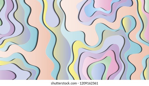 Vector gradient background of cut out paper in pastel colors.