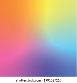 Vector gradient background rainbow, multicolored, unicorn, delicate, bright, magical. Trendy color 2021, 2022. A palette for decor and design. Color stretch, ombre. Yellow, blue, violet, peach, pink. 