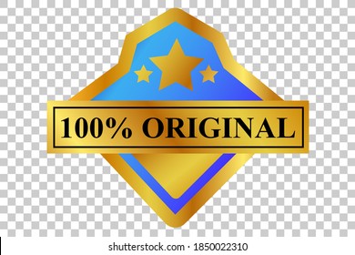 Insignia azul y dorada gradiente vectorial 100% Original con efecto transparente fondo
