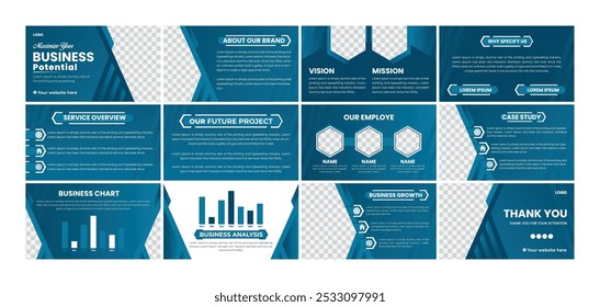 Vorlagen für Business-Präsentationen mit Vektorgradienten. Perfekte PowerPoint-Präsentationsvorlage Elemente