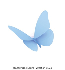 Vector gradient butterfly silhouettes flying on white.