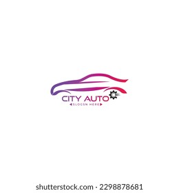 plantilla de logotipo de servicio de coche con gradiente vectorial 