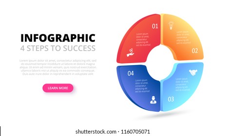 Vector gradient circle. Business template for presentation. Creative concept for isometric infographic with 4 steps, options, parts or processes.