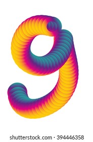 vector gradient color blended alphabet 9 number