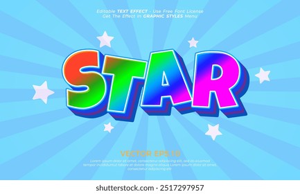 Vector gradient color text star with 3d effect