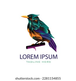logotipo de vector de pájaro colorido gradiente vectorial