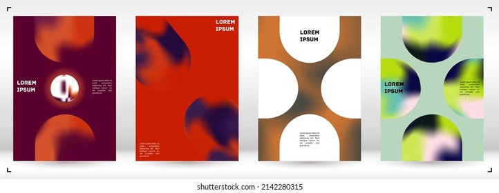 Vector Gradient Colorful Cover. Holographic Abstract Background Poster Design Template. Irrisdescent Gradient Mesh Flyer. Abstract Geometric Layout with Simple Shapes and Vibrant Colors. 