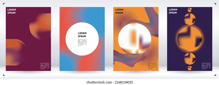 Vector Gradient Colorful Cover. Holographic Abstract Background Poster Design Template. Irrisdescent Gradient Mesh Flyer. Abstract Geometric Layout with Simple Shapes and Vibrant Colors. 