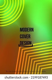 Vector Gradient Colorful Cover. Holographic Abstract Background Poster Design Template. Irrisdescent Gradient Mesh Flyer. Abstract Geometric Layout with Simple Shapes and Vibrant Colors.