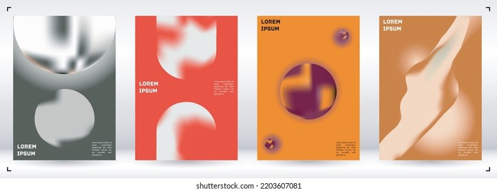 Vector Gradient Colorful Cover. Holographic Abstract Background Poster Design Template. Irrisdescent Gradient Mesh Flyer. Abstract Geometric Layout with Simple Shapes and Vibrant Colors. 