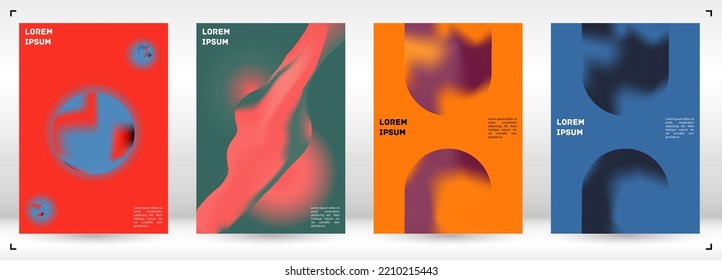 Vector Gradient Colorful Cover. Holographic Abstract Background Poster Design Template. Irrisdescent Gradient Mesh Flyer. Abstract Geometric Layout with Simple Shapes and Vibrant Colors. 