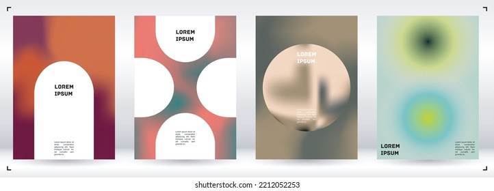 Vector Gradient Colorful Cover. Holographic Abstract Background Poster Design Template. Irrisdescent Gradient Mesh Flyer. Abstract Geometric Layout with Simple Shapes and Vibrant Colors. 