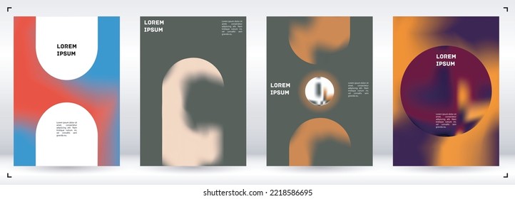 Vector Gradient Colorful Cover. Holographic Abstract Background Poster Design Template. Irrisdescent Gradient Mesh Flyer. Abstract Geometric Layout with Simple Shapes and Vibrant Colors. 
