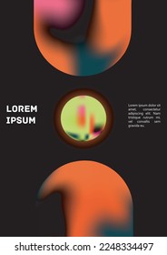 Vector Gradient Colorful Cover. Holographic Abstract Background Poster Design Template. Irrisdescent Gradient Mesh Flyer. Abstract Geometric Layout with Simple Shapes and Vibrant Colors. 