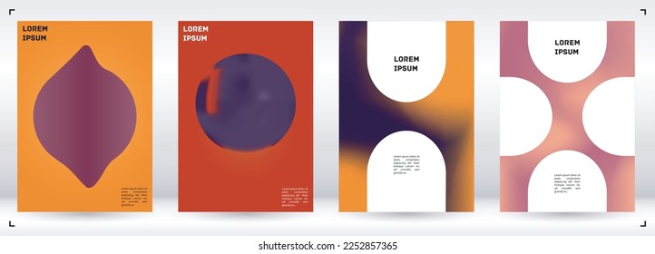 Vector Gradient Colorful Cover. Holographic Abstract Background Poster Design Template. Irrisdescent Gradient Mesh Flyer. Abstract Geometric Layout with Simple Shapes and Vibrant Colors. 