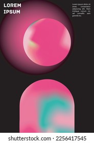 Vector Gradient Colorful Cover. Holographic Abstract Background Poster Design Template. Irrisdescent Gradient Mesh Flyer. Abstract Geometric Layout with Simple Shapes and Vibrant Colors. 