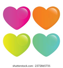 Vector gradient colorful heart on white background.