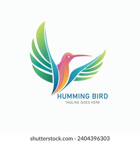 vector gradient colorful humming bird logo design illustration