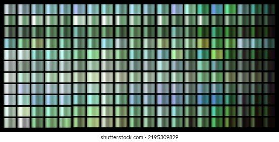 Vector Gradient colors set. Green, emerald, chromium organic colors gradients swatch set vector. Shiny, elegant colors gradation for chrome border, logo, label design, frame, ribbon, award