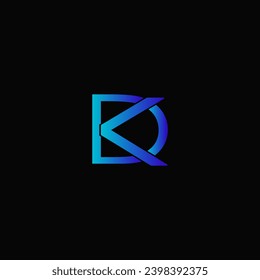 vector gradient D and K letter monogram brand logo  illustration of a black and blue color