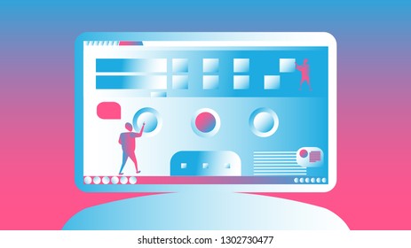 Vector gradient digital template, web development or data analytics concept, gadget's screen, user experience