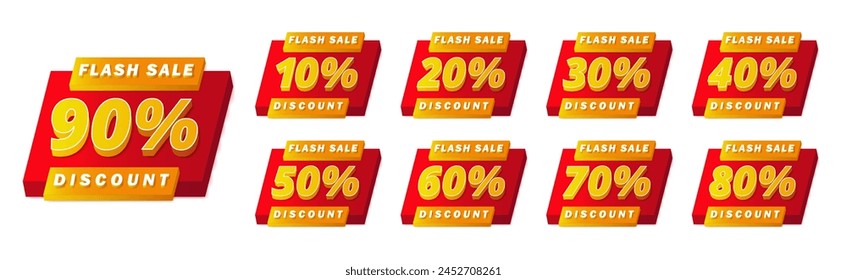 Vector Gradient Discount Numbers Percentage Set
