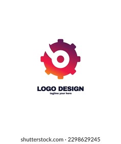 Vector gradient engine editable slogan vector icon design