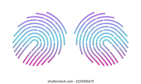 Vector gradient fingerprint icon. Single thumbprint hand sign. Biometric identity scan