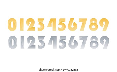 Vector gradient gold color figures and shiny silver