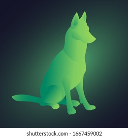 Vector Gradient Green Sitting Dog Illustration