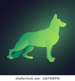 Vector Gradient Green Standing Dog Illustration