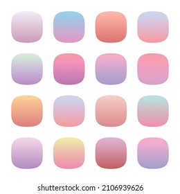 Boutons de dégradé vectoriel et de couleur holographique. Des dégradés modernes multicolores.
