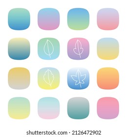 Vector gradient and holographic color buttons. Modern multicolor gradients. Editable stroke floral drawing.