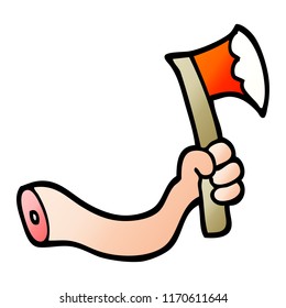 brazo de caricatura de ilustración de gradiente vectorial con hacha