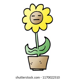vector gradient illustration cartoon flower in pot
