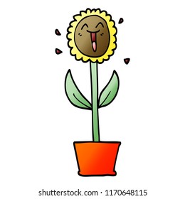 vector gradient illustration cartoon flower in pot