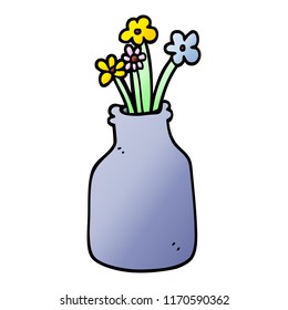 ilustración de gradiente vectorial flores de dibujos animados en jarrón