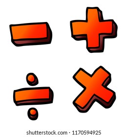 símbolos matemáticos de desenho animado de ilustração de gradiente de vetor