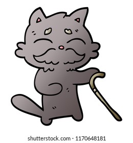 vector gradient illustration cartoon old cat