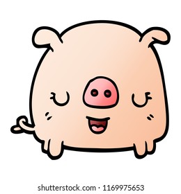 vector gradient illustration cartoon pig