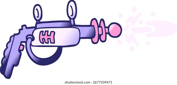 Vector gradiente ilustración cartoon ray gun en color neón brillante