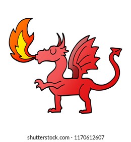 vector gradient illustration cartoon red dragon