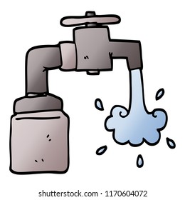 caricatura de ilustración de gradiente vectorial ejecutando faucet