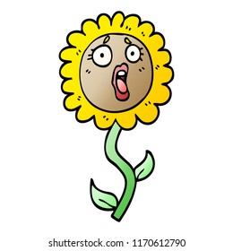 vector gradient illustration cartoon shocked sunflower