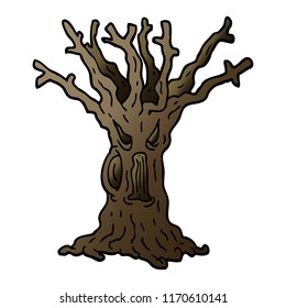 vector gradient illustration cartoon spooky tree