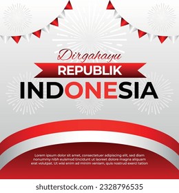 Vector gradient indonesia independence day illustration for social media post template