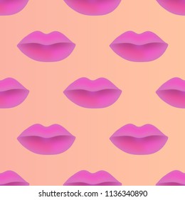 Vector gradient kiss and lips. Vector gradient mouth. Kiss lipstick pink on color background. stock footage