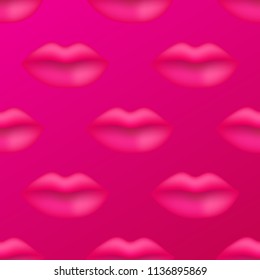 Vector gradient kiss and lips. Vector gradient mouth. Kiss lipstick pink on color background.