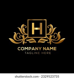 Gradiente vectorial último h diseño de logotipo de lujo.